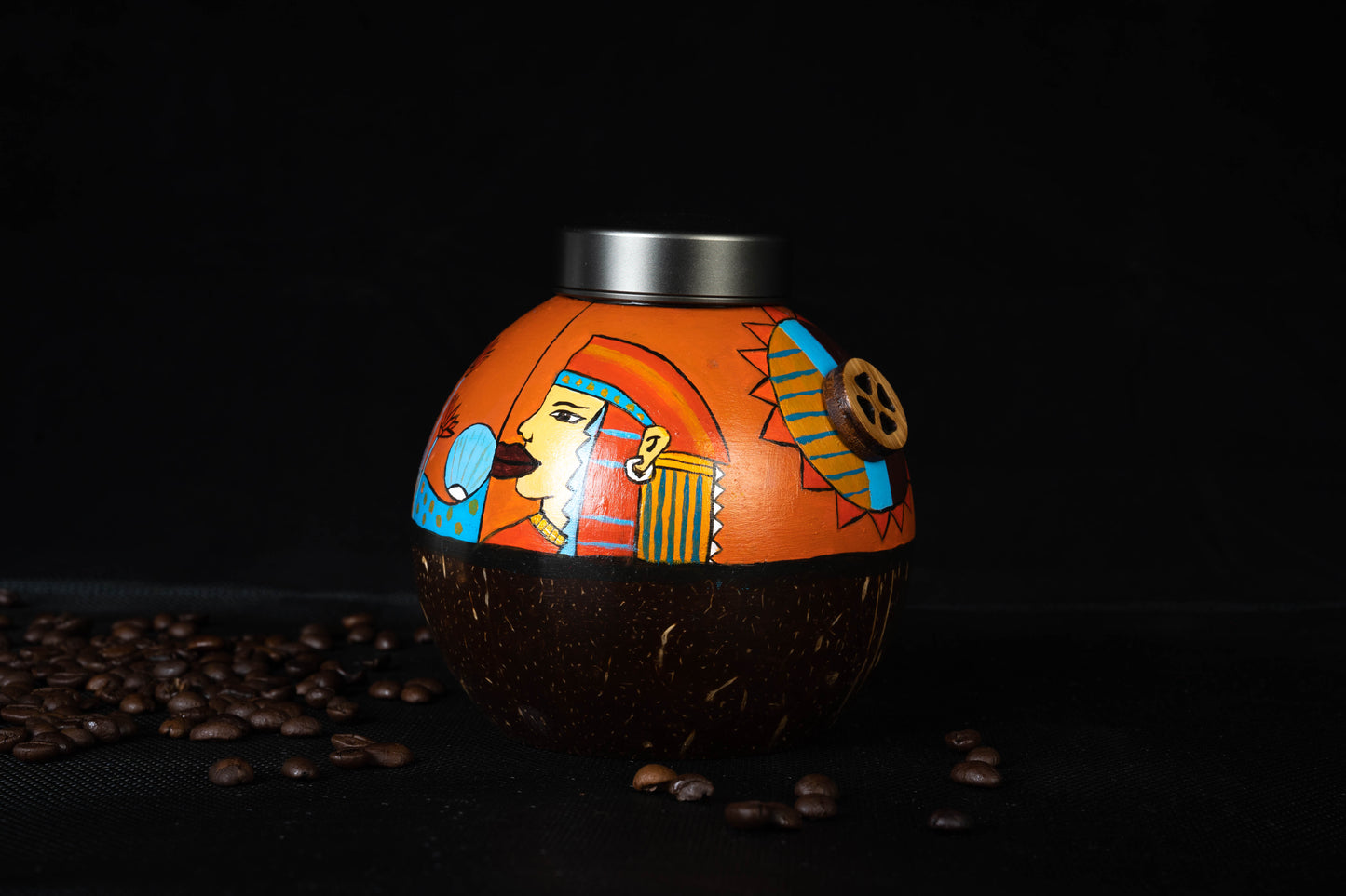 Natural Handmade Coconut Shell Coffee Canister - Orient Occultism